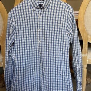 J.CREW Blue and White Checked Men's Shirt